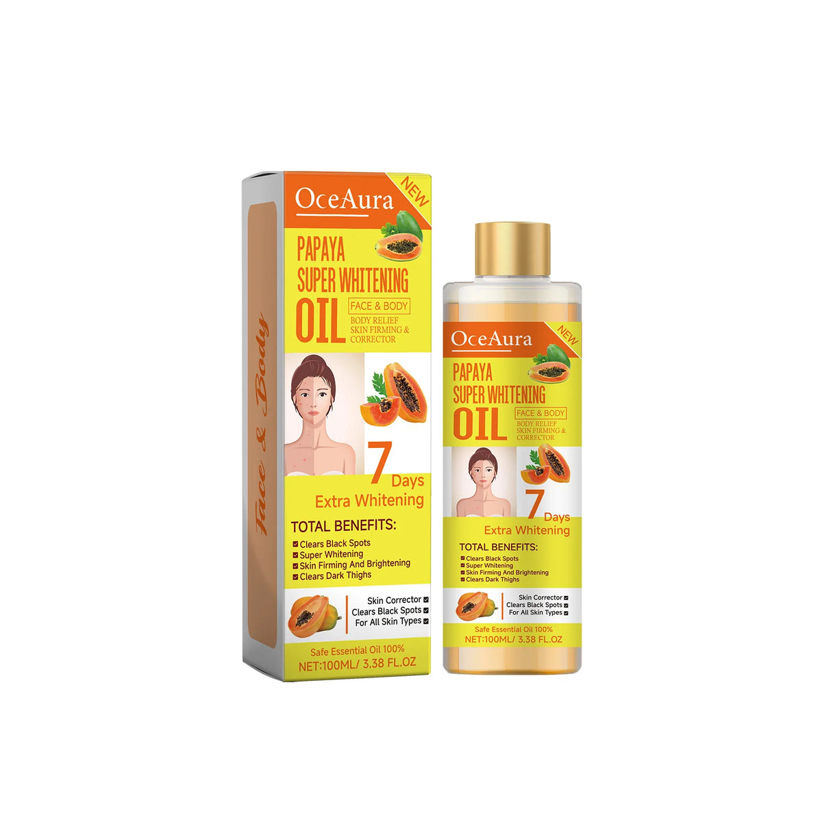 Papaya Face Body Moisturizer Oil Brightening Firming Skin Improve Dullness Anti Sagging Remove Blemish Super Body Whitening Oil