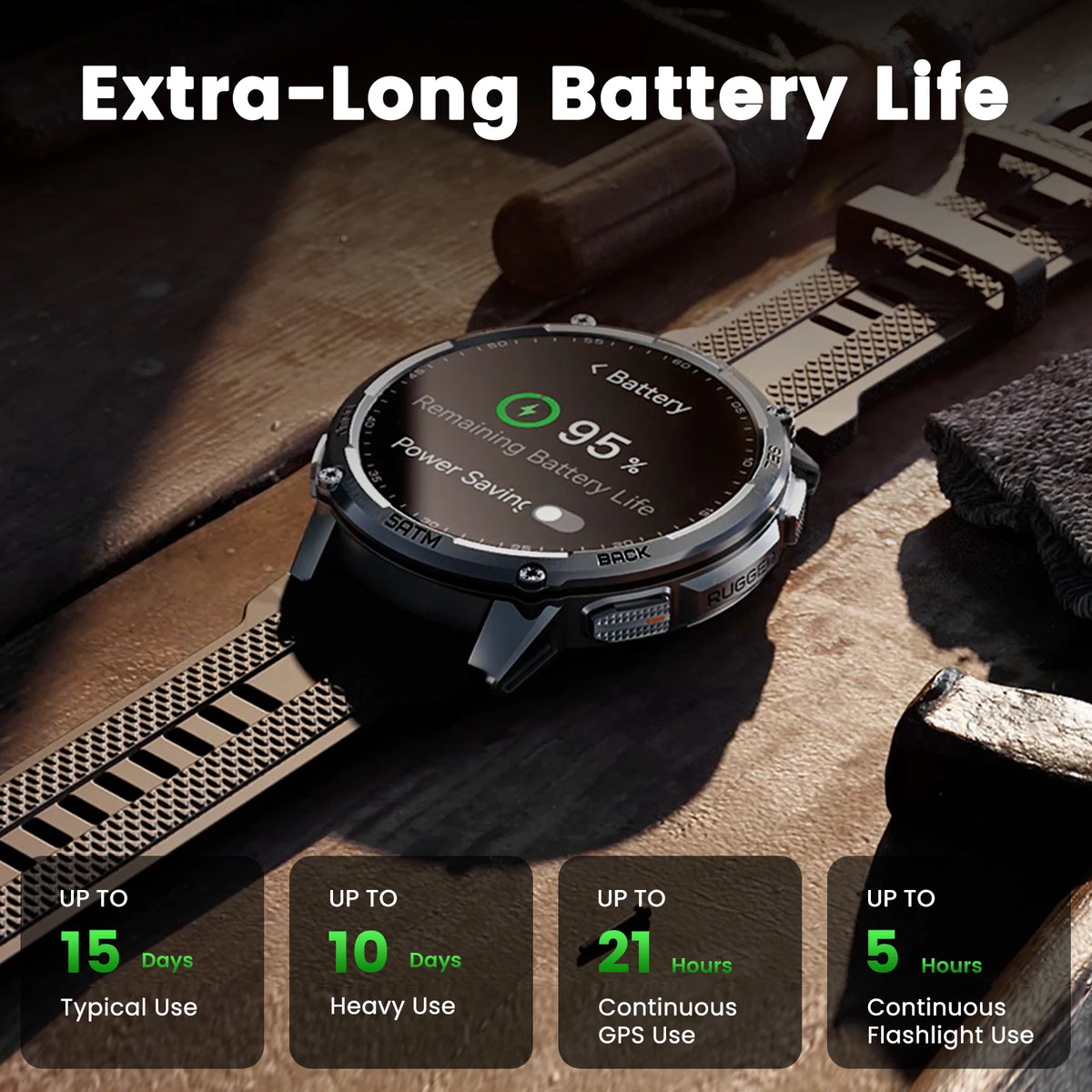 KOSPET TANK T4C Rugged Smartwatch with GPS Flashlight and 50M Waterproof