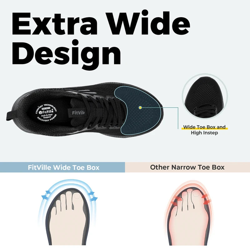 Mens Wide Running Sneakers for Swollen Feet Breathable Lightweight Shoes