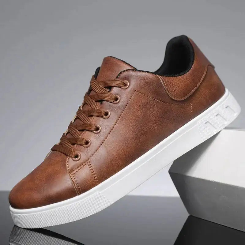 Mens Casual Leather Loafers, Classic Spring Summer Flat Shoes