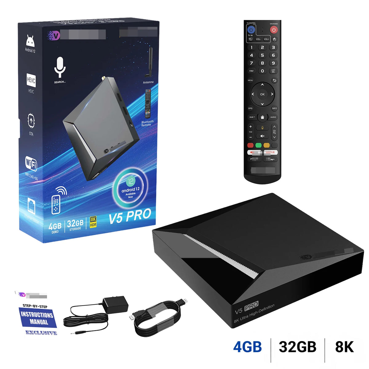 VseeBox V5 Pro 2025 Android 12 8K Streaming TV Box 4GB RAM 32GB Storage