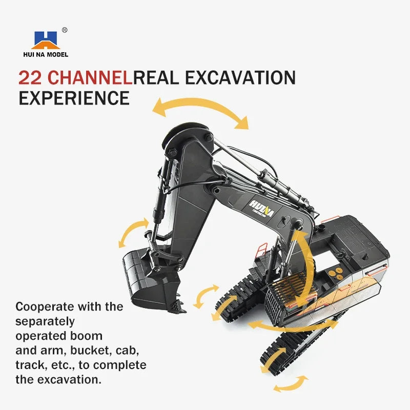 HUINA 1592 1:14 Scale RC Excavator 22 Channel Remote Control Crawler