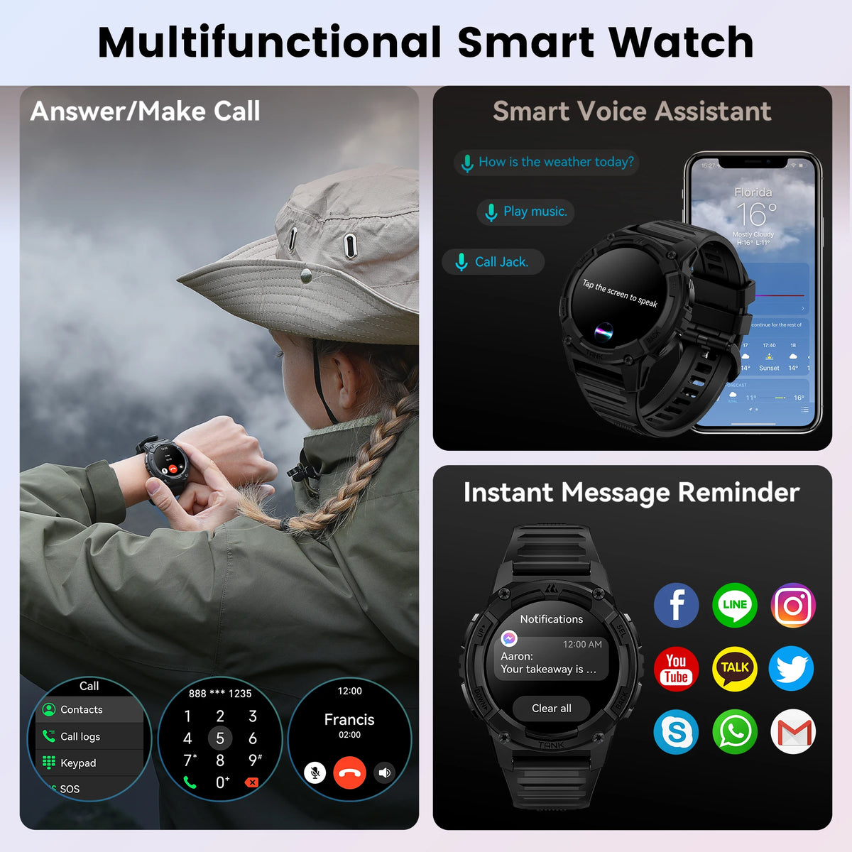 KOSPET Tank S2 GPS Smartwatch for Women with AMOLED IP69K Waterproof