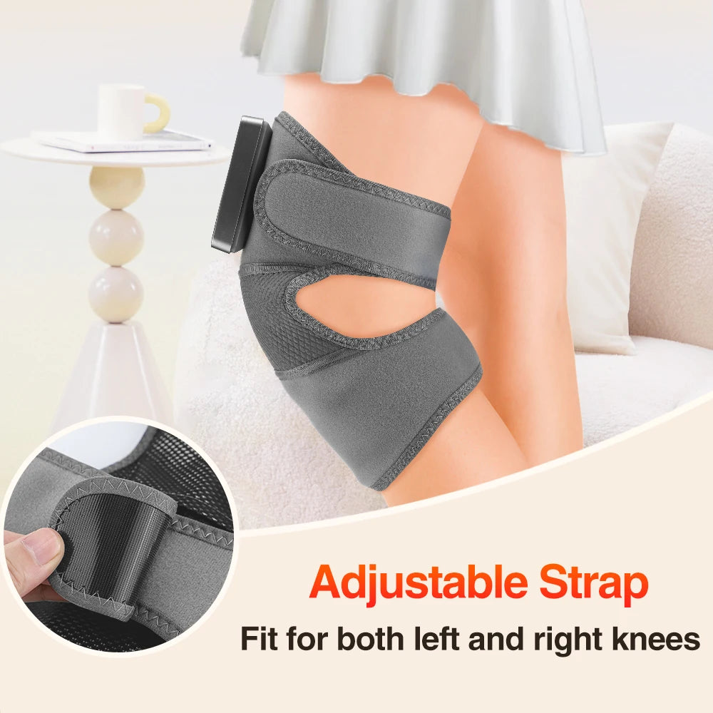 Cordless Heated Knee Massager 3 Vibration 5 Warm Compress Levels 3000mAh Rechargeable Knee Brace Wrap for Knee Elbow Shoulder Relaxation Home Office Travel Fitness Yoga