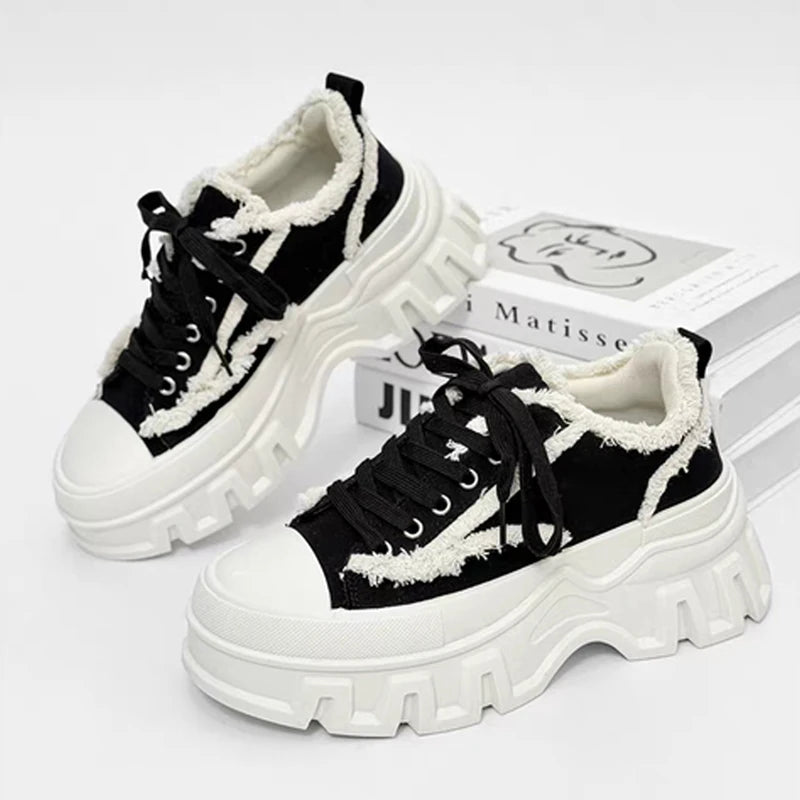Mens High Top Canvas Platform Sneakers Non Slip Casual Shoes
