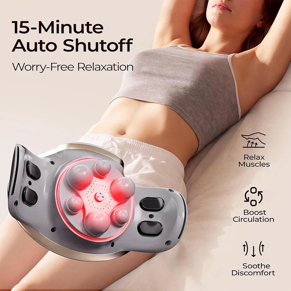 Electric Abdominal Massager with Heat, Rechargeable and Wireless Stomach Belly Tummy Massage Machine, Auto Shut-off, Constipation Indigestion, Relaxation, Adjustable Strap, Multiple-use for Waist Abdomen Back Neck Leg, Mum Gi
