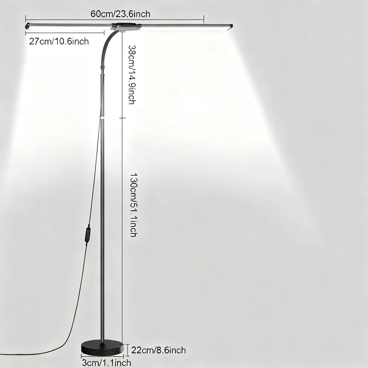 Modern LED Floor Lamp with 3 Color Modes 8 Brightness Levels and USB