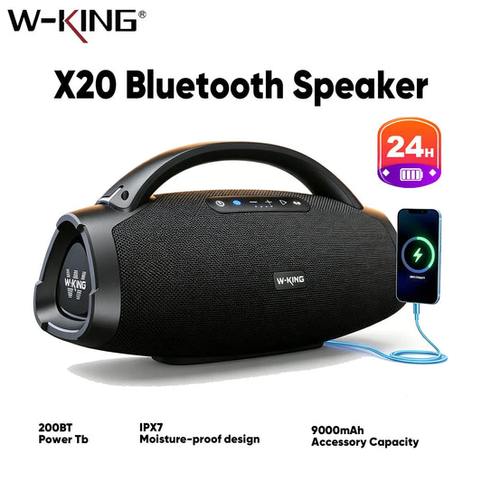 W-King 330W Peak Bluetooth Speaker with 7.5 Inch Subwoofer IPX7 Waterproof
