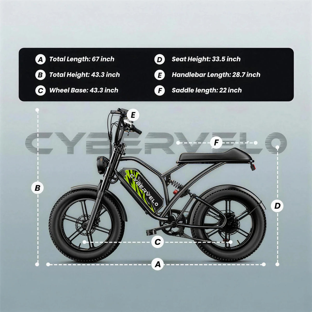 Cybervelo EK11 1000W Fat Tire Electric Dirt Bike 20" All-Terrain E-Bike 30MPH 48V 20AH/30AH Removable Battery
