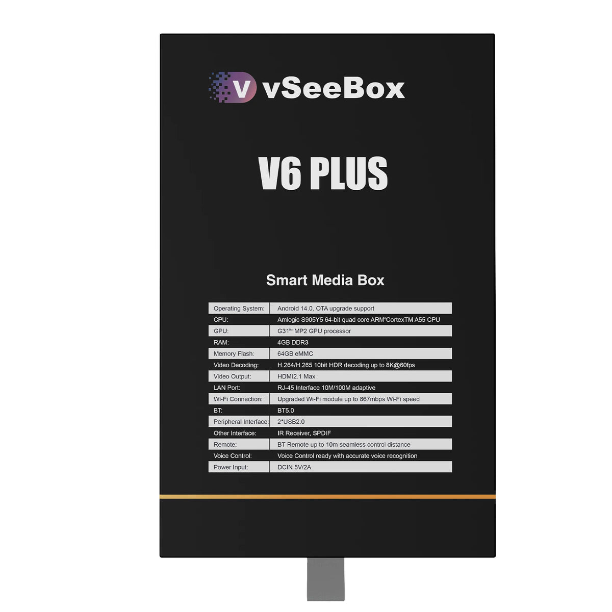 2026 VSeeBox V6 Plus Android TV Box 8K Voice Control 4GB RAM 64GB Storage