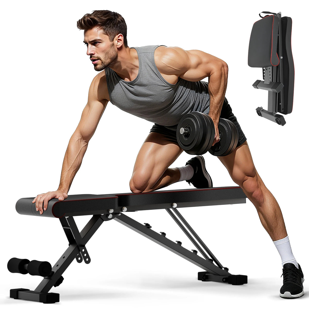 Adjustable Foldable Weight Bench 660 Lb Capacity 6 Position Backrest