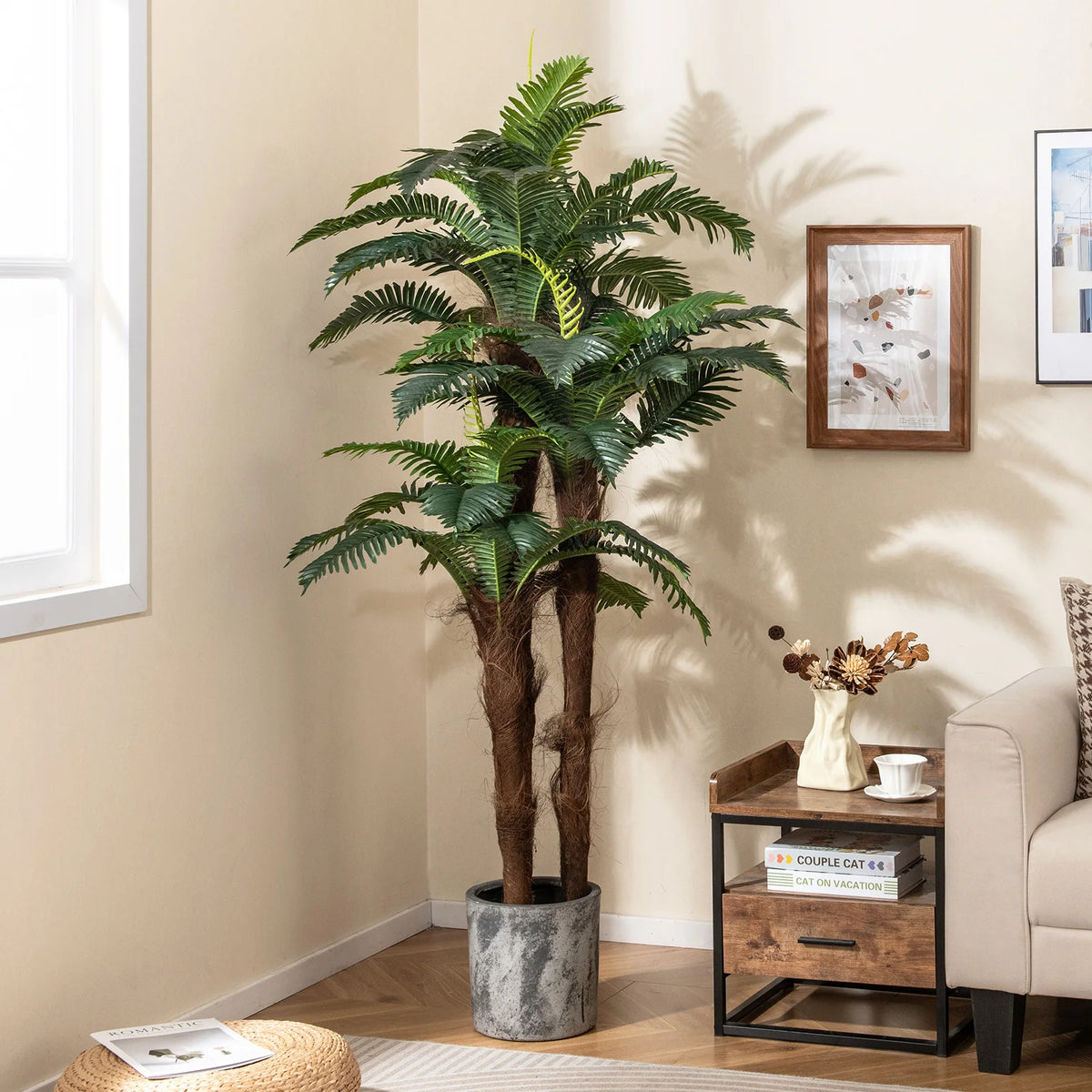 Artificial Palm Tree Set of 2 6.3 Foot Tropical Indoor Plants